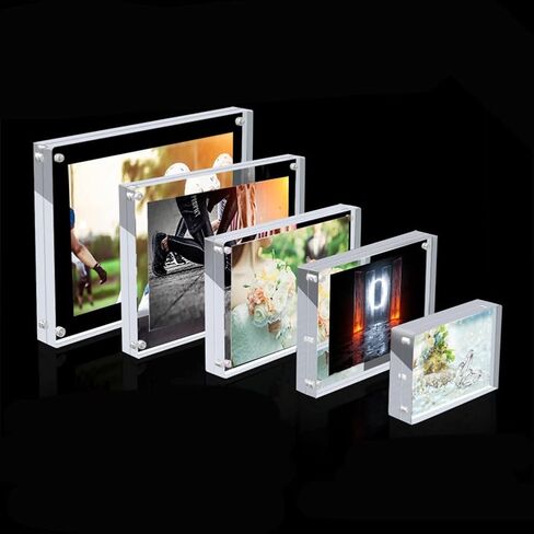 Acrylic Picture Frame with Magnet, Clear Picture Frames Freestanding Double Sided,Poster Display Stand,Office Home Decoration (6x9cm) in Kuwait