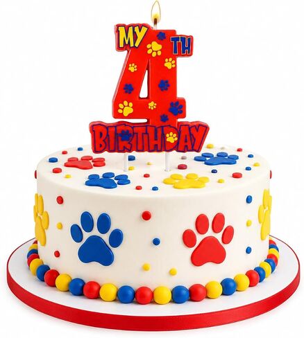3rd Birthday Candle, Red Paw Print Number 3 Candle, Dog Themed 3rd Birthday Cake Topper for Boys and Girls Birthday Party Decorations (Number 3) in Saudi Arabia