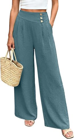 Wide Leg Palazzo Pants for Women Dressy High Waisted Summer Flowy Lounge Pant 2026 Beach Vacation Clothes in Saudi Arabia