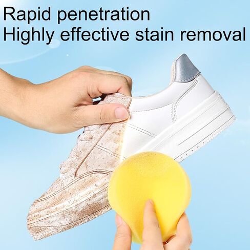 White Shoe Clean Cream 2PCS, Waterless Cleaning Paste with Sponge, Stain Removal for Leather Sneakers and Soles in Saudi Arabia