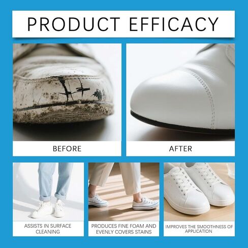 White Shoe Clean Cream 2PCS, Waterless Cleaning Paste with Sponge, Stain Removal for Leather Sneakers and Soles in Saudi Arabia