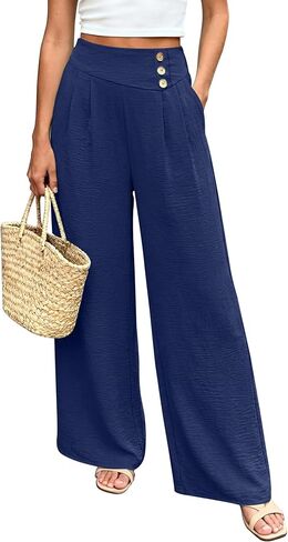 Wide Leg Palazzo Pants for Women Dressy High Waisted Summer Flowy Lounge Pant 2026 Beach Vacation Clothes in Kuwait