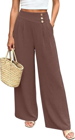 Wide Leg Palazzo Pants for Women Dressy High Waisted Summer Flowy Lounge Pant 2026 Beach Vacation Clothes in Kuwait