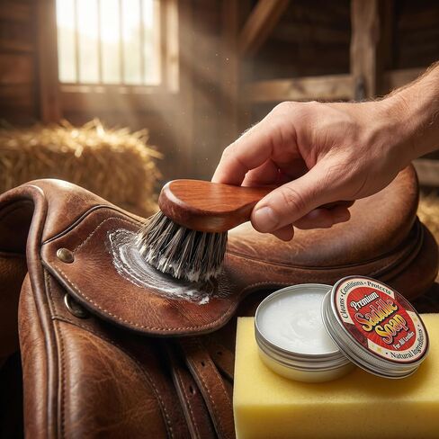 Complete Leather Care Kit, 6-Piece Set | Premium Mink Oil, Saddle Soap, Horsehair Brush, Shine Cloth, Sponge in Saudi Arabia