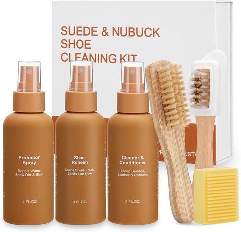 Suede Shoe Cleaner Kit with Waterproof Protector Spray for Suede Nubuck Boots Sheepskin, Cleaning Care Set Includes Cleaner Conditioner Deodorizer Brush Eraser in Saudi Arabia