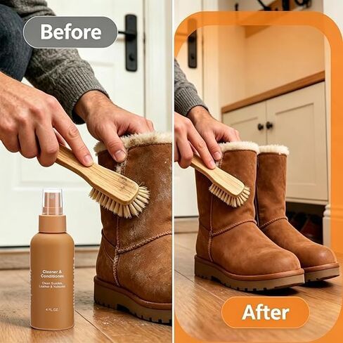 Suede Shoe Cleaner Kit with Waterproof Protector Spray for Suede Nubuck Boots Sheepskin, Cleaning Care Set Includes Cleaner Conditioner Deodorizer Brush Eraser in Saudi Arabia