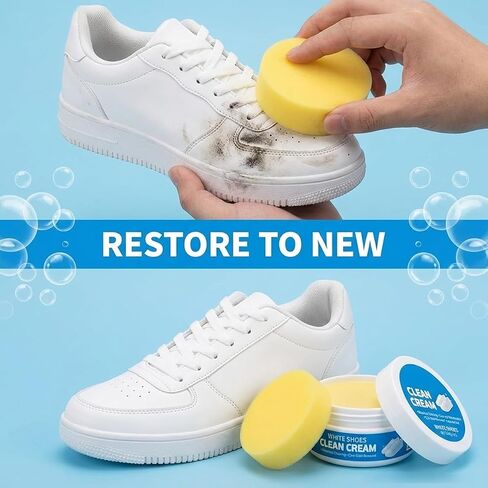 White Shoes Clean Cream, No-Wash Shoe Cleaner with Sponge, Multipurpose White Shoe Cleaner for Sneakers, Leather, Canvas & Sports Shoes (1PC) in Saudi Arabia