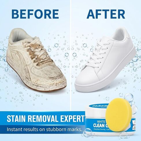 White Shoes Clean Cream, No-Wash Shoe Cleaner with Sponge, Multipurpose White Shoe Cleaner for Sneakers, Leather, Canvas & Sports Shoes (1PC) in Saudi Arabia