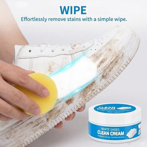 White Shoes Clean Cream, No-Wash Shoe Cleaner with Sponge, Multipurpose White Shoe Cleaner for Sneakers, Leather, Canvas & Sports Shoes (1PC) in Saudi Arabia