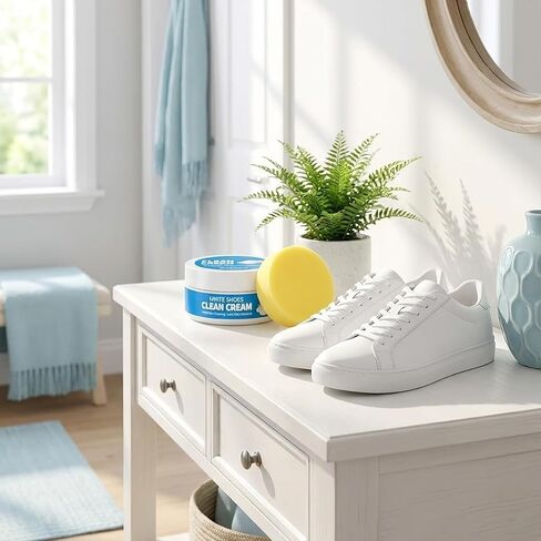 White Shoes Clean Cream, No-Wash Shoe Cleaner with Sponge, Multipurpose White Shoe Cleaner for Sneakers, Leather, Canvas & Sports Shoes (1PC) in Saudi Arabia