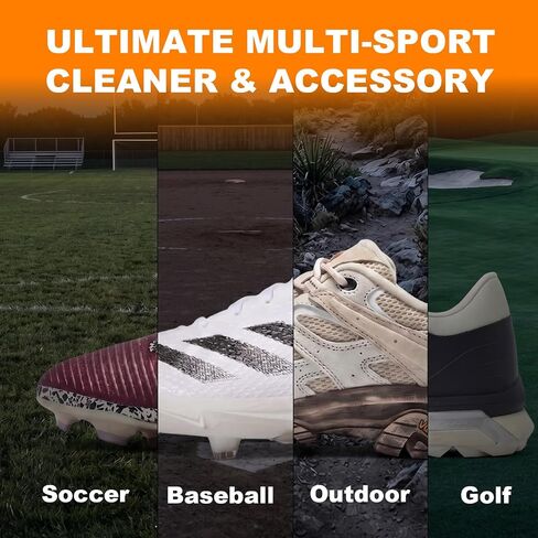 Upgraded Cleat Cleaner with Auto-Reset Buckle & Microfiber Towel – Soccer Cleat Cleaning Kit for Muddy Shoes, Golf & Hiking Boots – Portable Soccer Shoe Cleaner for Grass, Dirt & Stains in Saudi Arabia