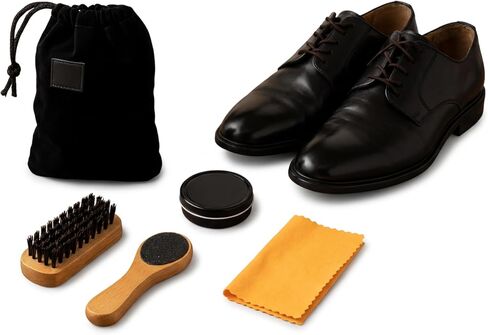 5-Piece Shoe Polish Kit for Leather Shoes – Complete Shoe Shine Kit with Brushes & Applicator – Shoe Care Kit for Boots, Cleaning, Polishing & Travel – Shoe Shine Kit for Men in Saudi Arabia