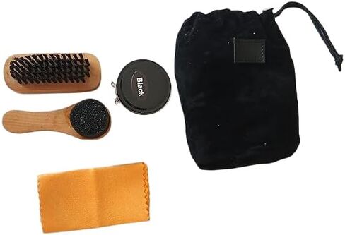 5-Piece Shoe Polish Kit for Leather Shoes – Complete Shoe Shine Kit with Brushes & Applicator – Shoe Care Kit for Boots, Cleaning, Polishing & Travel – Shoe Shine Kit for Men in Saudi Arabia