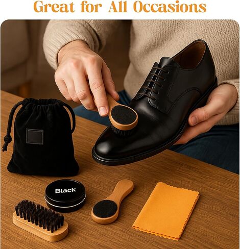 5-Piece Shoe Polish Kit for Leather Shoes – Complete Shoe Shine Kit with Brushes & Applicator – Shoe Care Kit for Boots, Cleaning, Polishing & Travel – Shoe Shine Kit for Men in Saudi Arabia