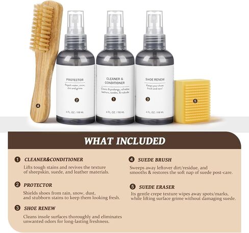 Suede Shoe Cleaner Kit with Cleaner, Protector Spray, Refresh, Brush and Eraser, Shoe Cleaning Care Kit for Suede Nubuck Sheepskin Boots in Saudi Arabia