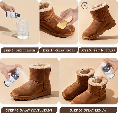 Suede Shoe Cleaner Kit with Cleaner, Protector Spray, Refresh, Brush and Eraser, Shoe Cleaning Care Kit for Suede Nubuck Sheepskin Boots in Saudi Arabia