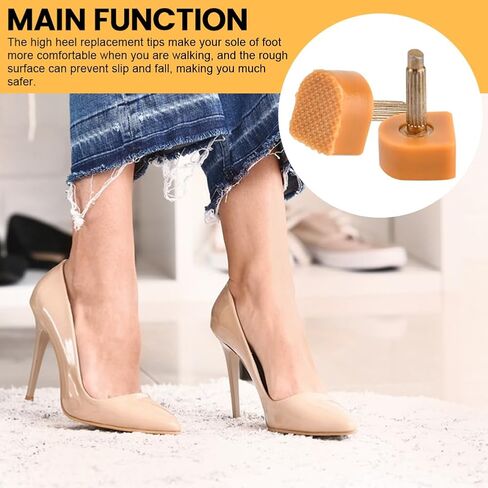 20 Pairs High Heel Replacement Tips Kit with 6.3" Pliers & 2 Anti-Slip Pads, 5 Sizes TPU Heel Caps (Coffee/Black) in Saudi Arabia