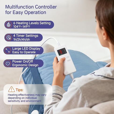 Large Heating Pad for Back Neck Shoulders, Electric Heating Pad for Back Pain Relief, 6 Heat Settings & 4 Timers 24"x33" Weighted Design, Birthday Christmas Gift for Women Men Mom Dad in Saudi Arabia