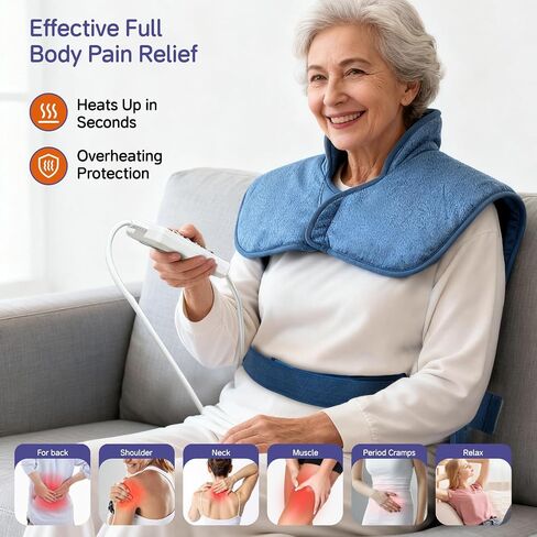 Large Heating Pad for Back Neck Shoulders, Electric Heating Pad for Back Pain Relief, 6 Heat Settings & 4 Timers 24"x33" Weighted Design, Birthday Christmas Gift for Women Men Mom Dad in Saudi Arabia