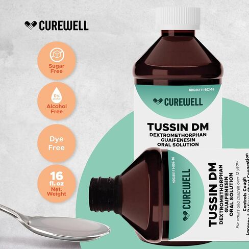 Tussin DM Cough Medicine, 16 fl oz | Dextromethorphan Cough Suppressant & Guaifenesin Expectorant | Alcohol-Free, Dye-Free | Chest Congestion & Mucus Relief | Non-Drowsy DM Cough Syrup in Saudi Arabia