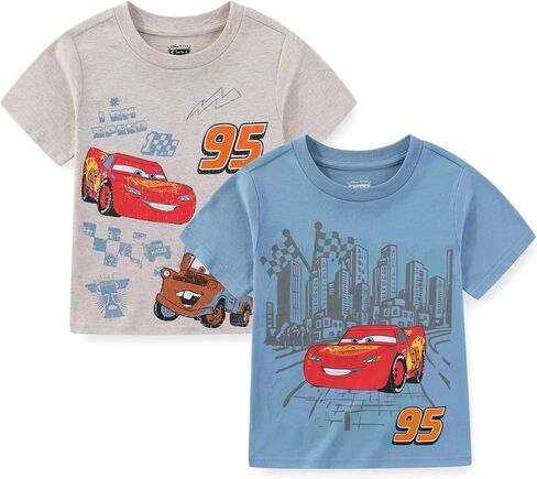 Disney Cars Lightning McQueen Boys 2 Pack Short Sleeve T-Shirt for Toddler and Big Kids in Kuwait