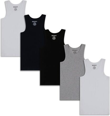 5 Pack Boys Ribbed Tank Tops, Tag-Free Soft Cotton Blend Undershirts for Boys, Five Breathable Sleeveless Shirts in Saudi Arabia