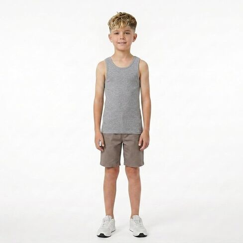 5 Pack Boys Ribbed Tank Tops, Tag-Free Soft Cotton Blend Undershirts for Boys, Five Breathable Sleeveless Shirts in Saudi Arabia