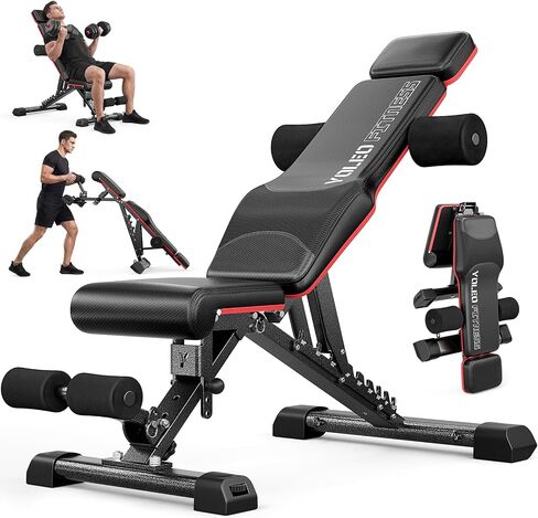 YOLEO MAX Weight Bench, 880LB Adjustable Weight Bench for Bench Press, Foldable Weight Bench with Bench Press Rod/Extended Head for Home Gym/Full Body Workout 90 Degree Workout Bench User 6'56'' in Kuwait