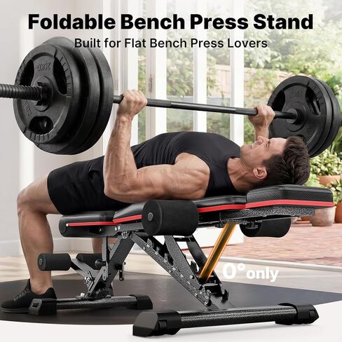 YOLEO MAX Weight Bench, 880LB Adjustable Weight Bench for Bench Press, Foldable Weight Bench with Bench Press Rod/Extended Head for Home Gym/Full Body Workout 90 Degree Workout Bench User 6'56'' in Kuwait