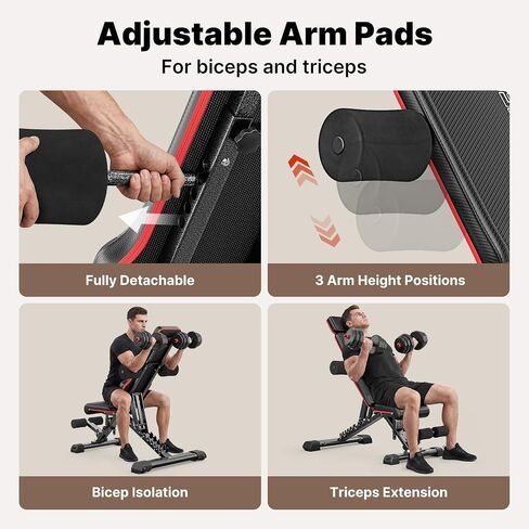YOLEO MAX Weight Bench, 880LB Adjustable Weight Bench for Bench Press, Foldable Weight Bench with Bench Press Rod/Extended Head for Home Gym/Full Body Workout 90 Degree Workout Bench User 6'56'' in Kuwait