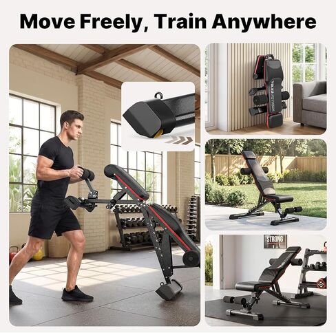 YOLEO MAX Weight Bench, 880LB Adjustable Weight Bench for Bench Press, Foldable Weight Bench with Bench Press Rod/Extended Head for Home Gym/Full Body Workout 90 Degree Workout Bench User 6'56'' in Kuwait