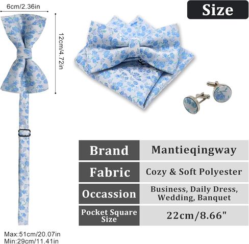 Mantieqingway الأزهار ربطة القوس فيونكة مجموعات للرجال دعوى رجل جيب ساحة أزرار أكمام قبل تعادل الرجال ربطات القوس فيونكة لحفل زفاف حفلة موسيقية in Kuwait