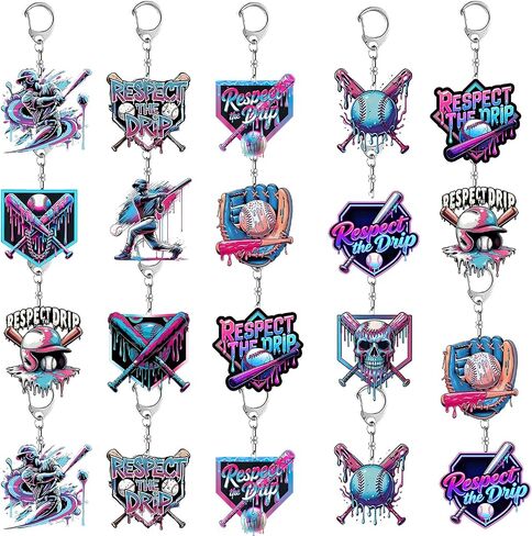 ce Cream Drip Baseball Acrylic Key Chain 12 Pcs Cooling Ice Cream Keychain in Saudi Arabia