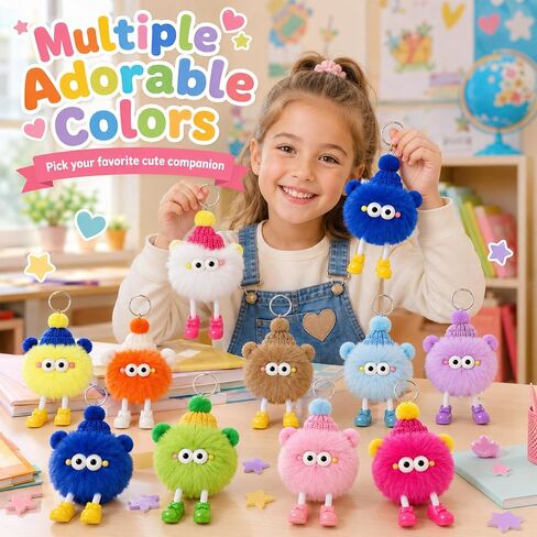 12Pcs Cute Plush Keychain Party Favors Fuzzy Monster Key Chains Birthday Gift for Kids 8-12 Monster Goodie Bags Stuffers Gifts Treasure Box Toys for Classroom Prizes in Saudi Arabia