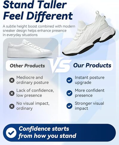 Height Increasing Shoes Hidden Lift Sneakers Men Women 2.4"-3.9" Height Boost Cushioned Casual Walking Shoes Lightweight in Kuwait