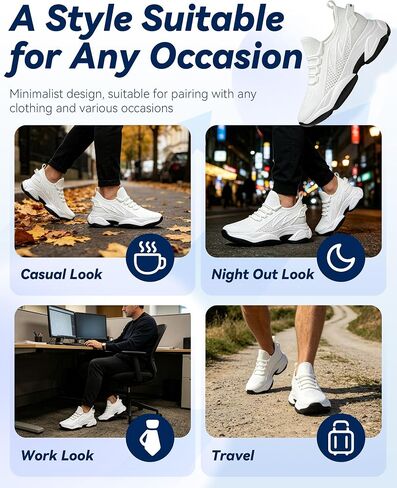 Height Increasing Shoes Hidden Lift Sneakers Men Women 2.4"-3.9" Height Boost Cushioned Casual Walking Shoes Lightweight in Kuwait