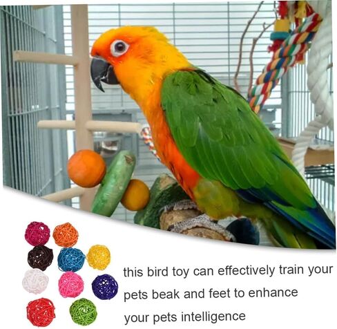 10PCS Multicolor Rattan Balls,Multifunction Wicker Ball,Crafts DIY Accessories Vase Fillers Ornaments,Birds Quaker Parrot Parakeet Chewing Pet Bite Ball for Budgies Hamsters Ball Orbs,Pet Supplies in Kuwait