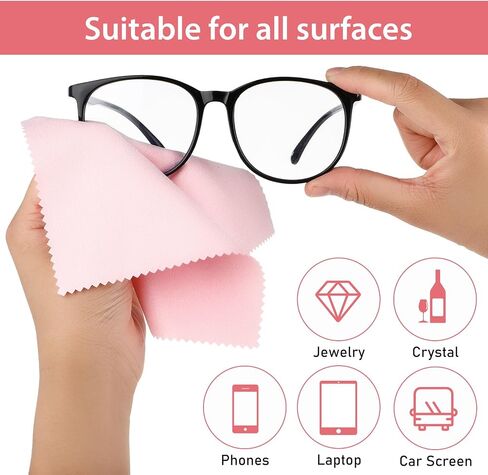 Molain 10 Pieces Microfiber Glasses Cleaning Cloths, Reusable Soft Lens Cleaning Cloth Pink Eyeglasses Cleaner Accessories for Camera Phone Screens 6 x 7 inch in Kuwait