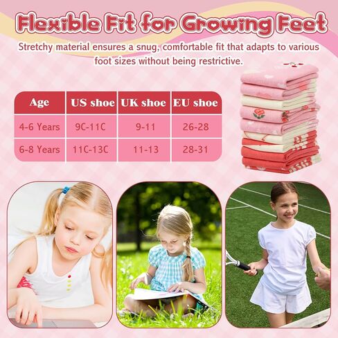 50 Pairs of Girls Crew Socks Bulk, Cute Pink Ruffle Crew School Socks for Kids Girls 6-8 Years Everyday Wear in Kuwait