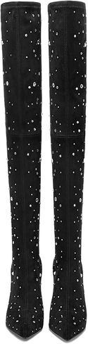 Patent Boots for Women Black 3 Inch High Heel Chunky Block Knee High Long Tall Comfort Dressy Boot in Saudi Arabia