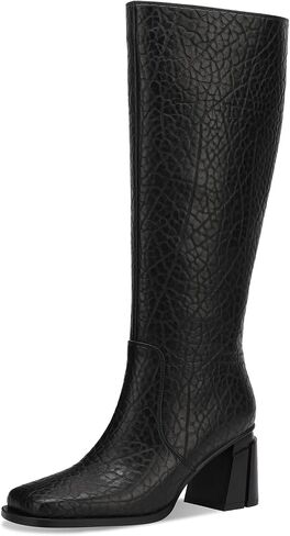 Patent Boots for Women Black 3 Inch High Heel Chunky Block Knee High Long Tall Comfort Dressy Boot in Saudi Arabia
