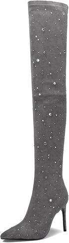 Patent Boots for Women Black 3 Inch High Heel Chunky Block Knee High Long Tall Comfort Dressy Boot in Saudi Arabia
