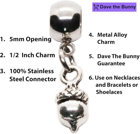 Dave The Bunny Acorn Charm لديكور المزرعة - ديكور مزرعة ريفي مع سحر من سبيكة معدنية لتزيين الشجرة ولمسات منزلية in Kuwait