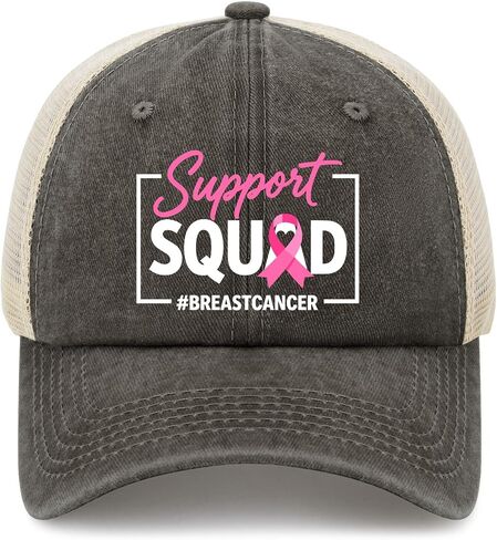 Support Squads Breast Cancer Awareness Hat for Mens Fashion Washed Distressed in Kuwait