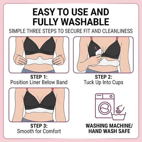 6 Pcs Bra Liners for Sweat Under Breasts, Cotton Washable Reusable Under Breast Pads for Women, Moisture Wicking Boob Sweat Absorber (17.32x5.9x0.03 in) White in Saudi Arabia