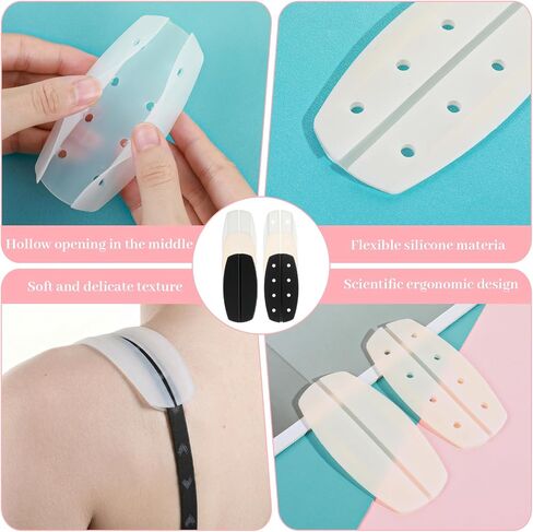 12 Pcs Bra Strap Pads, 3 Colors Silicone Bra Strap Anti Slip Cushion, Soft Shoulder Straps Pad for Bras Straps Holders for Slipping, 2 Type Silicone Shoulder Protector Pads for Slipping Ease Shoulders in Saudi Arabia