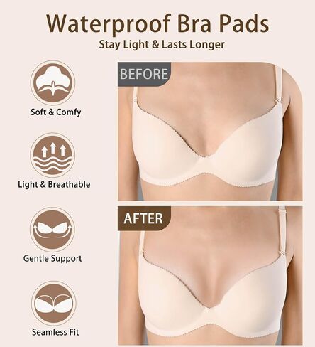 Adamotto Waterproof Bra Pads Inserts 4 Pairs - Push Up & Breast Enhancers, Removable for Swimsuits & Sports Bras in Saudi Arabia