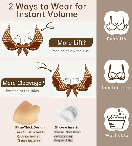Adamotto Waterproof Bra Pads Inserts 4 Pairs - Push Up & Breast Enhancers, Removable for Swimsuits & Sports Bras in Saudi Arabia