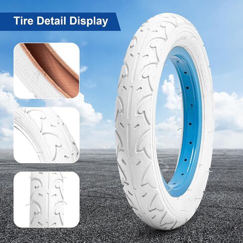 12.5 inch Bike Tires 12 1/2X2 1/4 Bicycle Tires and 12/12.5x1.75/2.25 Bike Tubes Suitable for 12 x 2.25 Kids/City/Road Folding Replacement Bike Tires (2 Set)(White) in Saudi Arabia