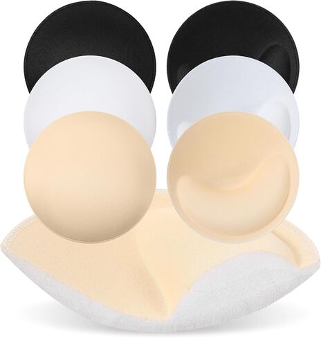 3 Pairs Round Bra Inserts Pads, Removable Sport Bra Cups Inserts 3 Colors Push Up BrasPadding Washable Sports Bras Insert for Sport Bras Bikinis Top Swimsuit in Kuwait